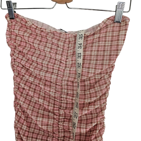 Miaou Renzo Gingham Pink Strapless Midi Dress Size XS - Picture 5 of 8